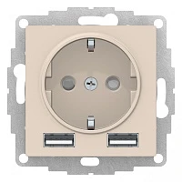 Розетка Schneider Electric AtlasDesign SO + USB A+A, 5В/2,4А, 2х5В/1,2А, мех бежевый